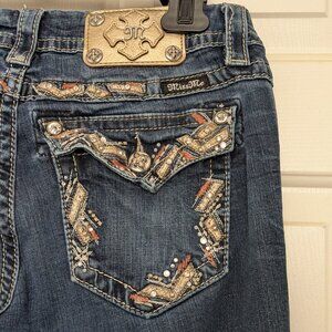 Miss Me Jeans Women's Size 29  Rhinestones Straight Leg Mid Rise Denim  .
